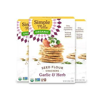 Simple Mills Organic Seed Crackers, Garlic & Herb - Gluten Free, Vegan, Healthy Snacks, Paleo Friend...