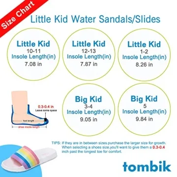 Kids Water Shoes Beach Sandals Comfortable Slides Rainbow White