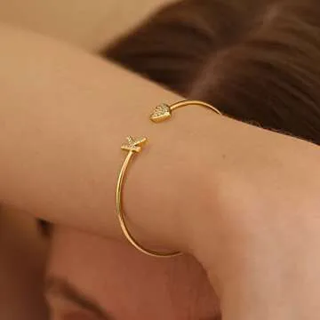 Gold Bracelets for Women Teen Girls, 14K Gold Plated Letter L Initial Bracelet Gold Bangle Bracelets for Women Heart Bracelet for Women Gold Cuff Bracelets for Women Teen Girls Christmas Gifts