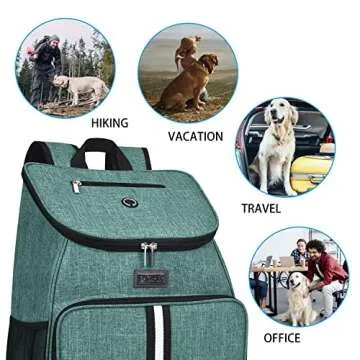 BAGLHER丨Dog Travel Bag, Airline Approved Pet Supplies Backpack, Dog Travel Backpack Accessories Set with 2 Silicone Collapsible Bowls and 2 Food Baskets. Green