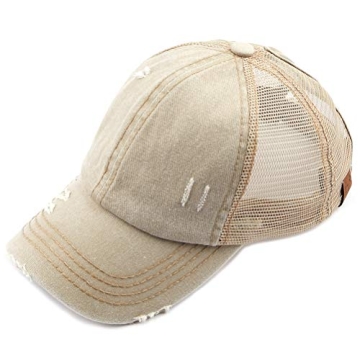 Stylish C.C Distressed Denim Ponytail Hat for Active Women