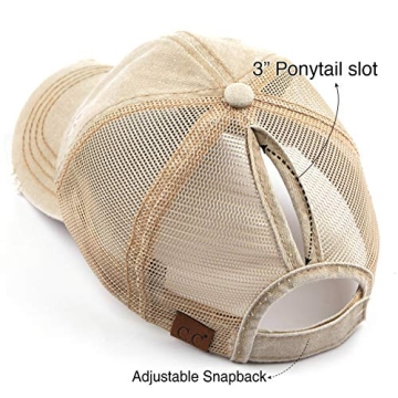 Stylish C.C Distressed Denim Ponytail Hat for Active Women
