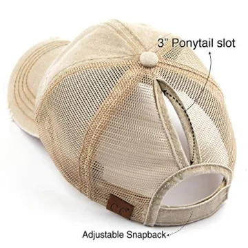 Stylish C.C Distressed Denim Ponytail Hat for Active Women