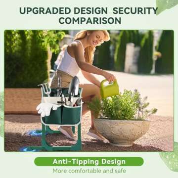 Garden Kneeler and Seat with Anti-Tipping Design