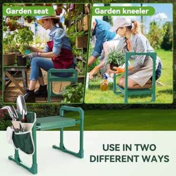 Garden Kneeler and Seat with Anti-Tipping Design