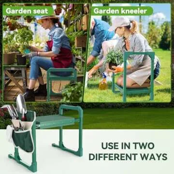 Garden Kneeler and Seat with Anti-Tipping Design