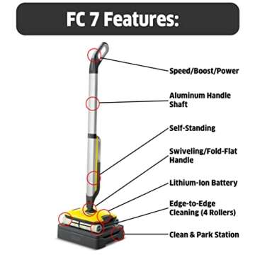 Kärcher FC 7 Electric Mop & Sanitize Hard Floor Cleaner - Perfect for Laminate, Wood, Tile, LVT, Vi...