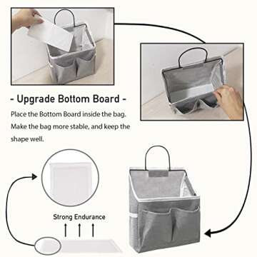 Kanrichu 2pcs Small Wall Hanging Organizer Bag, Linen Fabric Door Hanging Storage Basket with Pockets, Waterproof Bin for Kitchen, Bedroom, Office, RV Camper (White)