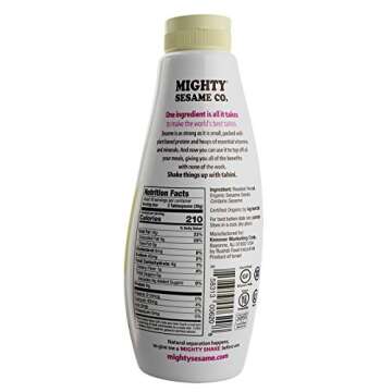Mighty Sesame Co. Organic Tahini, Squeezable Creamy & Ready Tahini Paste, 10.9oz | Gluten Free, Vega...
