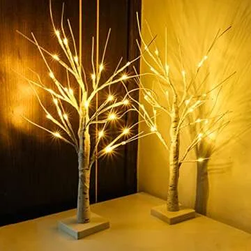 Lighted Birch Tree Lamps 2PK for Home Decor