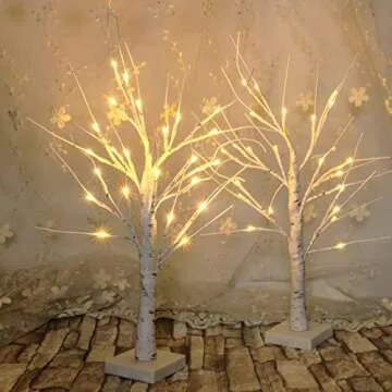 Lighted Birch Tree Lamps 2PK for Home Decor