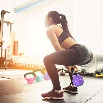 Yes4All Kettlebells 5 10 15 lbs Set Weight Vinyl Coated Cast Iron for Dumbbell Weights Exercises, Gym, Fitness, Full Body Workout Equipment Push up, Grip and Strength Training, Multicolor