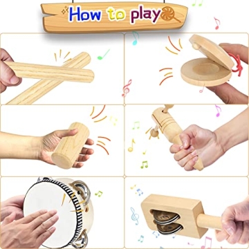 Ehome Wooden Musical Instruments Set for Toddlers - Fun & Educational