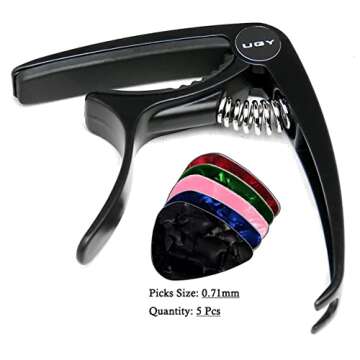 UGY® Capo Guitar Capo for Acoustic and Electric Guitars, Guitar Capo or Ukulele Capos - Black with ...