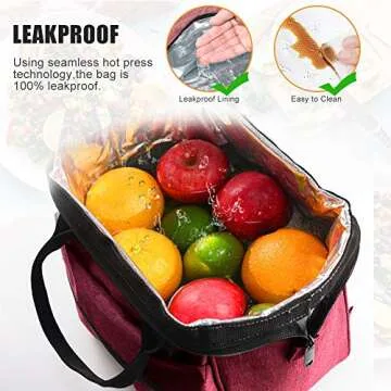 SRISE Lunch Bag for Women | Insulated Lunch Box Tote for Ladies | Cute Lunch Carrier Purse Durable Snacks Organizer for Work, Office | Fits 12 Cans (Red)