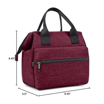 SRISE Lunch Bag for Women | Insulated Lunch Box Tote for Ladies | Cute Lunch Carrier Purse Durable Snacks Organizer for Work, Office | Fits 12 Cans (Red)