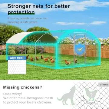 Large Metal Chicken Coop Chicken Run,Chicken Pen with Water-Resident and Anti-UV Cover,Duck Rabbit House Outdoor(10’W x 19.7’L x 6.5’H)