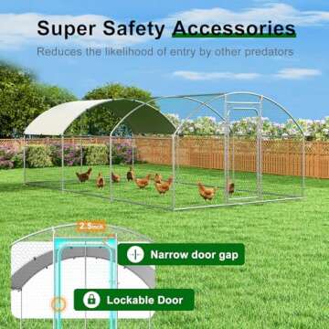 Large Metal Chicken Coop Chicken Run,Chicken Pen with Water-Resident and Anti-UV Cover,Duck Rabbit House Outdoor(10’W x 19.7’L x 6.5’H)