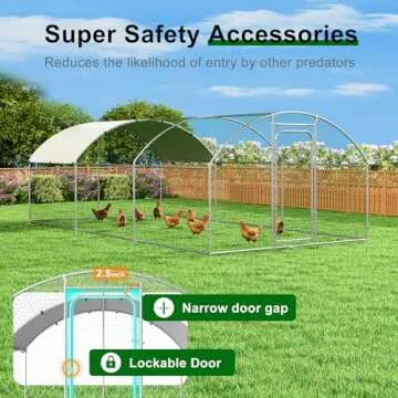 Large Metal Chicken Coop Chicken Run,Chicken Pen with Water-Resident and Anti-UV Cover,Duck Rabbit House Outdoor(10’W x 19.7’L x 6.5’H)