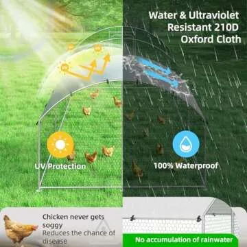 Large Metal Chicken Coop Chicken Run,Chicken Pen with Water-Resident and Anti-UV Cover,Duck Rabbit House Outdoor(10’W x 19.7’L x 6.5’H)