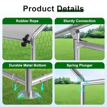 Large Metal Chicken Coop Chicken Run,Chicken Pen with Water-Resident and Anti-UV Cover,Duck Rabbit House Outdoor(10’W x 19.7’L x 6.5’H)