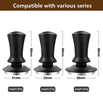 K COOL Coffee Tamper, Espresso Tamper, Premium Barista Tamper with Calibrated Spring, 100% Flat Stainless Steel Base Tamper for Espresso Coffee Machine (51mm, Black)