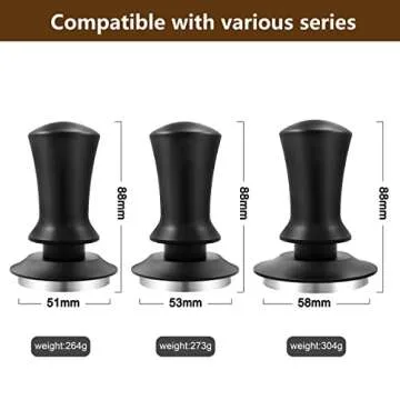 K COOL Coffee Tamper, Espresso Tamper, Premium Barista Tamper with Calibrated Spring, 100% Flat Stainless Steel Base Tamper for Espresso Coffee Machine (51mm, Black)