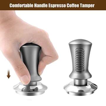 K COOL Coffee Tamper, Espresso Tamper, Premium Barista Tamper with Calibrated Spring, 100% Flat Stainless Steel Base Tamper for Espresso Coffee Machine (51mm, Black)
