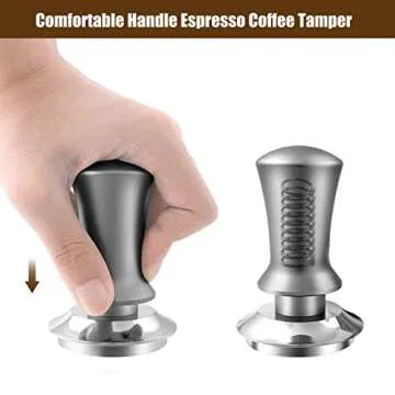 K COOL Coffee Tamper, Espresso Tamper, Premium Barista Tamper with Calibrated Spring, 100% Flat Stainless Steel Base Tamper for Espresso Coffee Machine (51mm, Black)