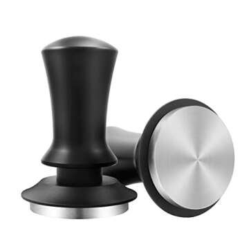 K COOL Coffee Tamper, Espresso Tamper, Premium Barista Tamper with Calibrated Spring, 100% Flat Stainless Steel Base Tamper for Espresso Coffee Machine (51mm, Black)