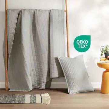 Comfort Spaces Kienna Quilt Set-Luxury Double Sided Stitching Design Summer Blanket, Lightweight, Soft, All Season Bedding Layer, Matching Sham, Gray, Coverlet Twin/Twin XL(66"x90") 2 Piece