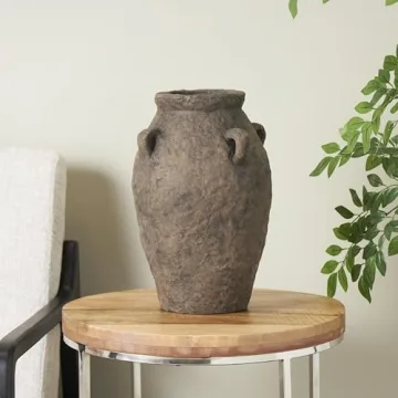 Deco 79 Rustic Ceramic Flower Vase with Handles 10x15
