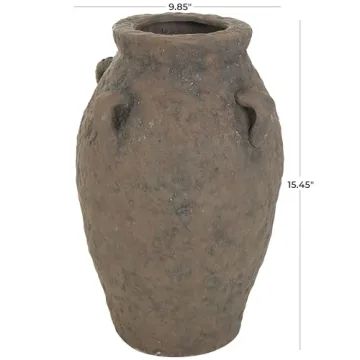 Deco 79 Rustic Ceramic Flower Vase with Handles 10x15