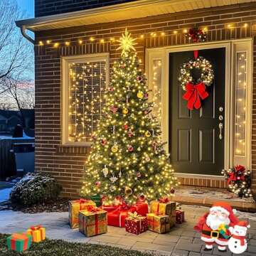 JMEXSUSS 250 LED Christmas String Lights, 91.5ft Warm White Christmas Lights Outdoor Waterproof, 8 M...