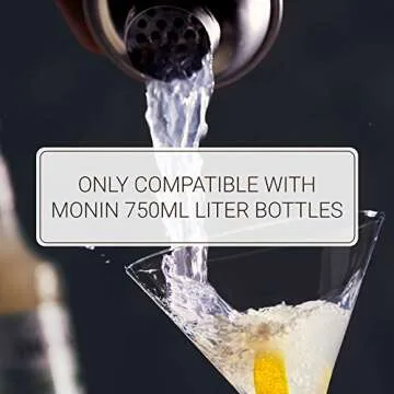 Monin - Syrup Pump, Only Compatible with 750 Milliliters Glass Bottles of Monin Syrup, Tip Cover Included, Approximately ¼ Fluid Ounce Per Pump