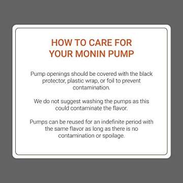 Monin - Syrup Pump, Only Compatible with 750 Milliliters Glass Bottles of Monin Syrup, Tip Cover Included, Approximately ¼ Fluid Ounce Per Pump