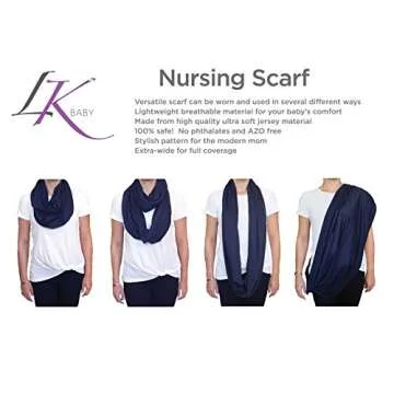 LK Baby 2pk Infinity Nursing Scarf Breastfeeding Cover Ultra Soft (Grey/Navy)