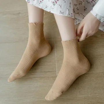 zrylibya Women Cute Ruffle Frilly Ankle Socks - 4 Pairs