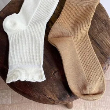 zrylibya Women Cute Ruffle Frilly Ankle Socks - 4 Pairs