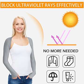 SATINIOR 4 Pairs Cooling Shawl Arm Sleeves with Finger Hole Anti-UV Arm Sleeves for Women Golfing Driving (Black, White, Gray, Royal Blue), One Size