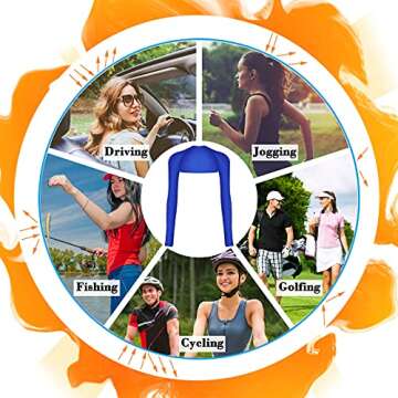 SATINIOR 4 Pairs Cooling Shawl Arm Sleeves with Finger Hole Anti-UV Arm Sleeves for Women Golfing Driving (Black, White, Gray, Royal Blue), One Size