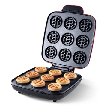 Mini Waffle Maker for Fun Breakfasts & Snacks - Red