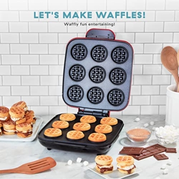 Mini Waffle Maker for Fun Breakfasts & Snacks - Red