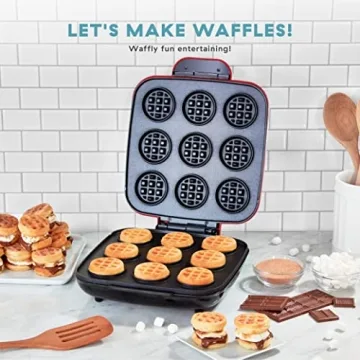Mini Waffle Maker for Fun Breakfasts & Snacks - Red