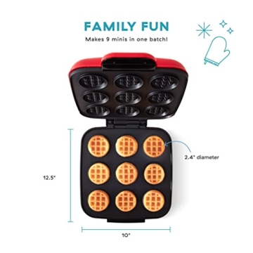 Mini Waffle Maker for Fun Breakfasts & Snacks - Red