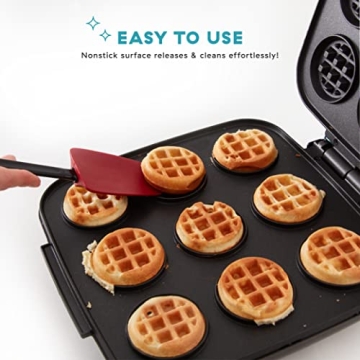 Mini Waffle Maker for Fun Breakfasts & Snacks - Red