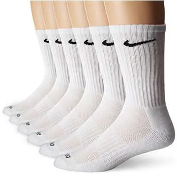 NIKE Unisex Dry Cushion Crew Training Socks (6 Pairs), White/Black, Medium