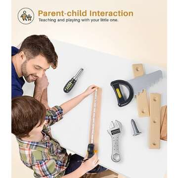 Geyiie Kids Tool Set with Adjustable Tool Belt, Toddler Tool Set for Kids, Pretend Play Construction Toy with Tools, Tool Kit as Easter Gifts for Kids Ages 3-8