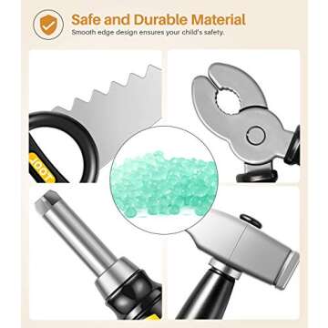 Geyiie Kids Tool Set with Adjustable Tool Belt, Toddler Tool Set for Kids, Pretend Play Construction Toy with Tools, Tool Kit as Easter Gifts for Kids Ages 3-8