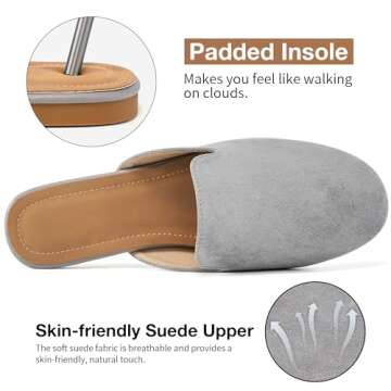 Ecetana Mules for Women Flats Shoes: Comfortable Slip On Casual Work Shoes Backless Slides Loafers Round Toe Womens Mules